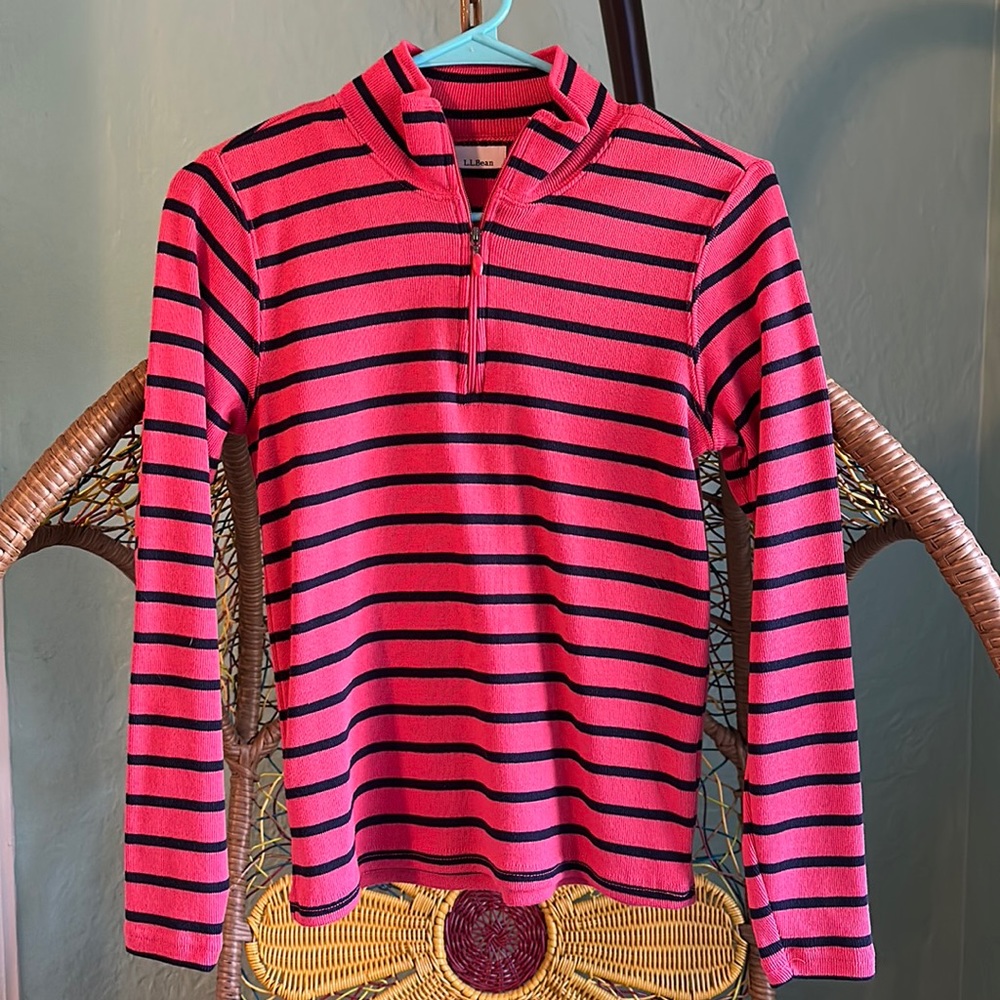 L.L. Bean Striped Quarter- Zip